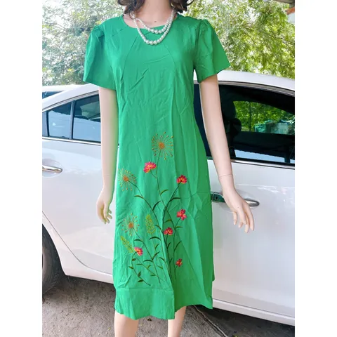 Đầm thêu tay dáng suông che khuyết điểm vải linen thêu tay cao cấp phù hợp đi chơi, du lịch, dạo phố  Giá 299k