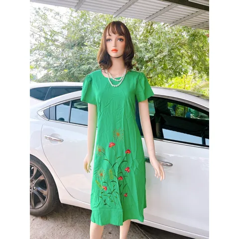 Đầm thêu tay dáng suông che khuyết điểm vải linen thêu tay cao cấp phù hợp đi chơi, du lịch, dạo phố  Giá 299k