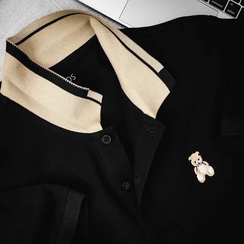 Áo Polo Nam Cổ Bẻ Tedear, Áo Thun Nam Vải Cá Sấu Cotton Cao Cấp Với màu đen, xanh đen và màu kem Giá 190k