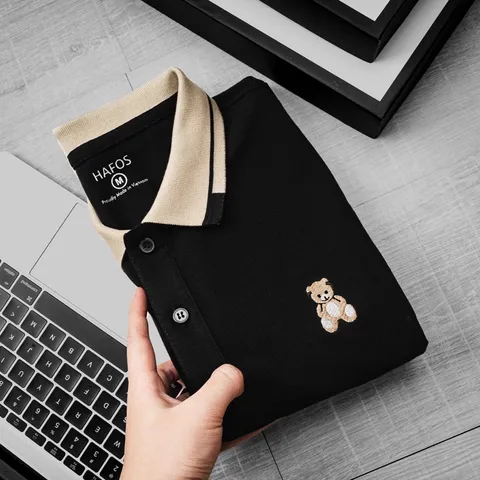 Áo Polo Nam Cổ Bẻ Tedear, Áo Thun Nam Vải Cá Sấu Cotton Cao Cấp Với màu đen, xanh đen và màu kem Giá 190k