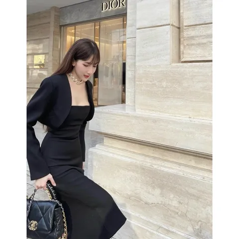 Set Váy Dài 2 Dây 2 Lớp Kèm Áo Khoác Ngoài Có Đệm Vai  Siêu Xinh Có Video Ảnh Thật Giá 350k Hàng có sẵn giao ngay