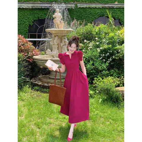 Đầm  Phong Cách Pháp Cổ Điển  Hàng đẹp cao cấp Phía sau dây kéo kèo dây buộc eo Giá 299k Hàng có sẵn giao ngay