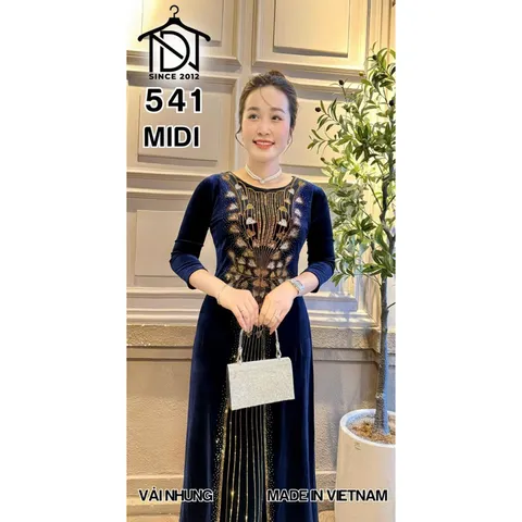 Đầm  nhung đính đá DMC nhé khách Dáng váy: MIDI qua gối  Đủ màu khách chọn ạ Giá 380k Hàng có sẵn giao ngay
