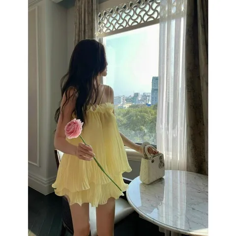 Set Áo + Kèm Váy Dập Ly To Nhỏ Bèo Cuốn Dây Cước Siêu Xinh Phù Hợp Đi Chơi, Du Lịch, Đi Biển Có màu vàng, tím, xanh