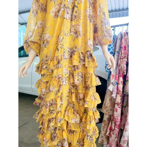 3 màu Váy voan maxi công chúa cổ tàu nhiều tầng dáng dài ảnh thật Giá 370k Hàng coa sẵn giao ngay Hang Quảng Châu