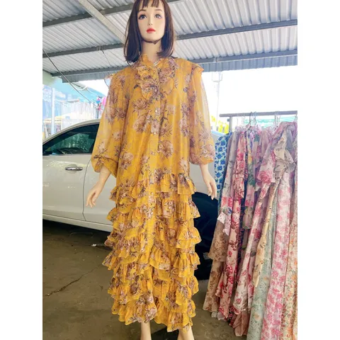3 màu Váy voan maxi công chúa cổ tàu nhiều tầng dáng dài ảnh thật Giá 370k Hàng coa sẵn giao ngay Hang Quảng Châu