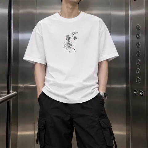 ÁO THUN THÊU- HÌNH MÈO BUỒN-FORM BOXY NAM NỮ-COTTON 2 CHIỀU 260gsm