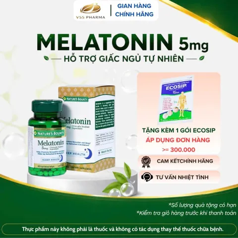 Viên uống Melatonin Nature's Bounty (60 viên) giúp điều hòa giấc ngủ giúp ngủ sâu giấc