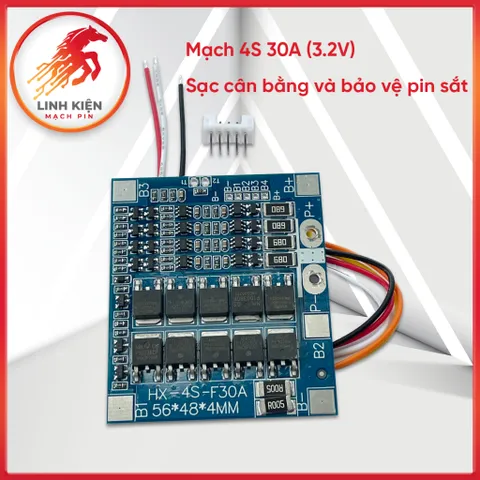 Mạch BMS LiFePO4 4S 12.8V 30A Có Cân Bằng, Bảo Vệ Pin Sắt 3.2V 32650 32700 32140 (04)