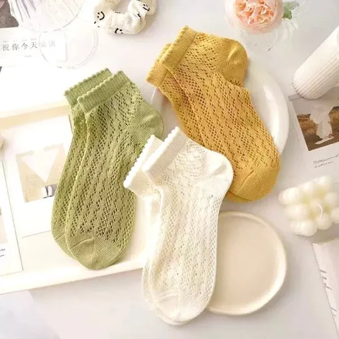 STM01 - Set 7 đôi tất vớ nữ ngắn mỏng thoáng khí thấm hút mồ hôi nhiều màu dễ phối