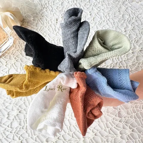 STM01 - Set 7 đôi tất vớ nữ ngắn mỏng thoáng khí thấm hút mồ hôi nhiều màu dễ phối