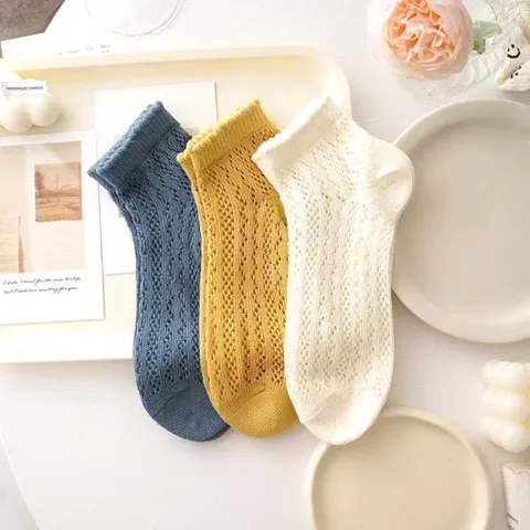 STM01 - Set 7 đôi tất vớ nữ ngắn mỏng thoáng khí thấm hút mồ hôi nhiều màu dễ phối