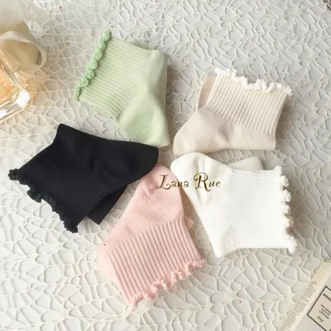 TVCV01 - Tất vớ nữ cổ bèo cotton nguyên chất thoáng khí nữ tính phong cách Hàn Quốc