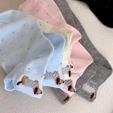STVNHT03 - Set 5 đôi tất vớ nữ ngắn cotton thoáng khí hoạ tiết hình thú dễ thương