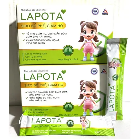 Siro bổ phế giảm ho Lapota Chanh Đào Mật Ong giảm ho, làm ấm họng, giảm viem họng, giảm đờm, hếtt khò khò in