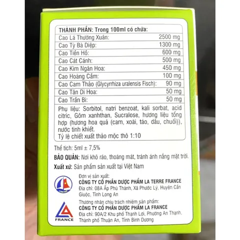 Siro bổ phế giảm ho Lapota Chanh Đào Mật Ong giảm ho, làm ấm họng, giảm viem họng, giảm đờm, hếtt khò khò in