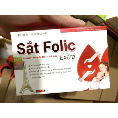 Sắt Folic Extra bổ sung sắt và acid folic, giảm thiếu máu do thiếu sắt, hỗ trợ quá trình tạo máu mil tui