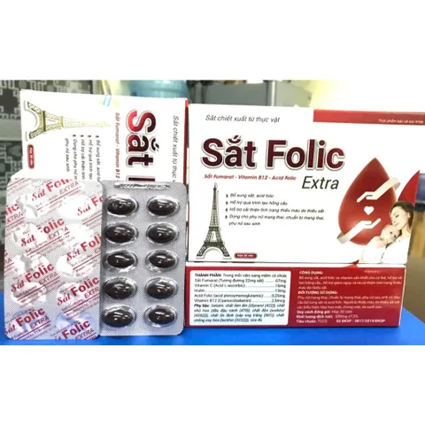 Sắt Folic Extra bổ sung sắt và acid folic, giảm thiếu máu do thiếu sắt, hỗ trợ quá trình tạo máu mil tui