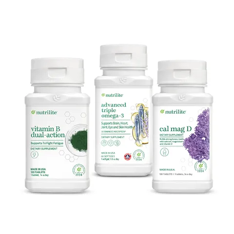 Bộ Dinh Dưỡng Hỗ Trợ Chăm Sóc Người Lớn Tuổi (TP BVSK nutrilite™ vitamin B dual-action, TP BVSK Nutrilite Cal Mag D, TP BVSK Nutrilite™ Advanced Triple Omega-3) Mã hàng hóa: 304044