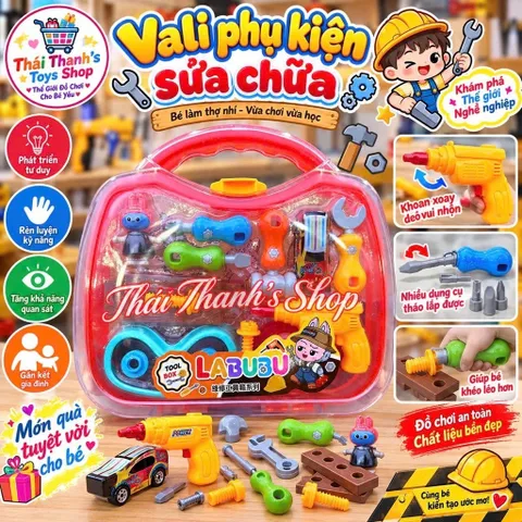Đồ chơi nhựa Vali phụ kiện sửa chữa cho bé phát triển trí não