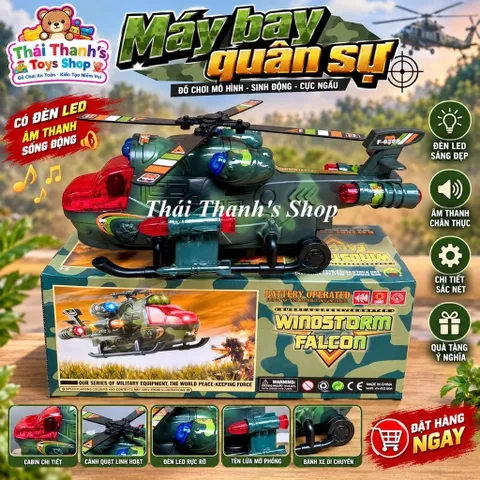 Máy bay Quân Sự - Đồ chơi nhựa an toàn cho trẻ em - chạy pin dưới đất