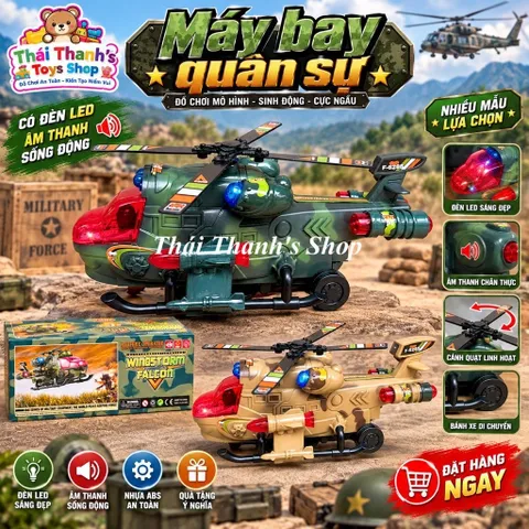Máy bay Quân Sự - Đồ chơi nhựa an toàn cho trẻ em - chạy pin dưới đất