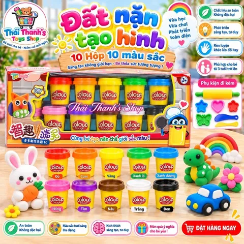 Đất nặn Luaa Mạch cao cấp tạo hình làm kem hoặc làm trà sữa- hộp 10 màu