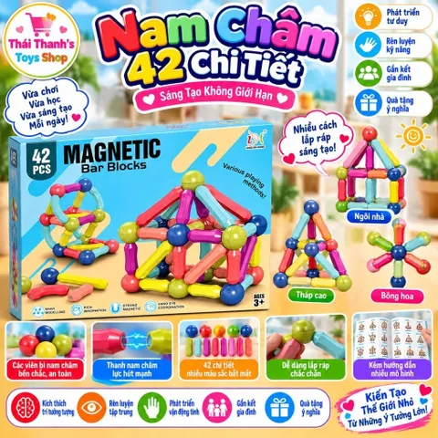 Hộp nam châm 42 chi tiết - Đồ chơi nhựa an toàn cho trẻ em