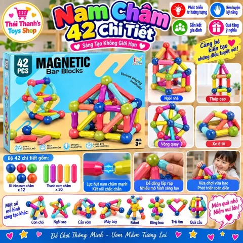 Hộp nam châm 42 chi tiết - Đồ chơi nhựa an toàn cho trẻ em