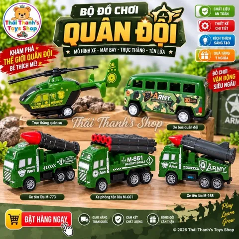 Xe quân sự chạy trớn - Đồ chơi nhựa an toàn dành cho trẻ em