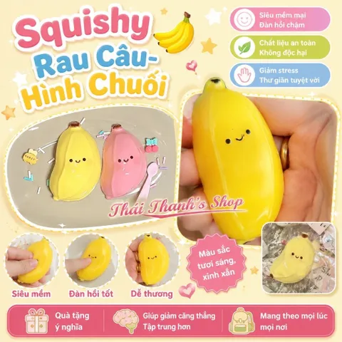 Squishy bóp mềm Giảm stress hình chuối, Trứng ốp la cực dễ thương