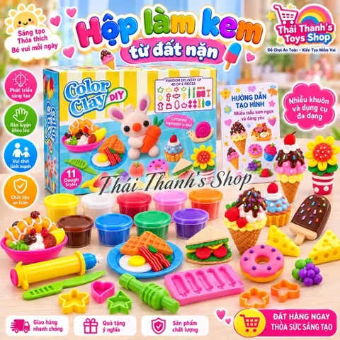 Hộp đồ chơi DIY tự làm kem từ đất nặn