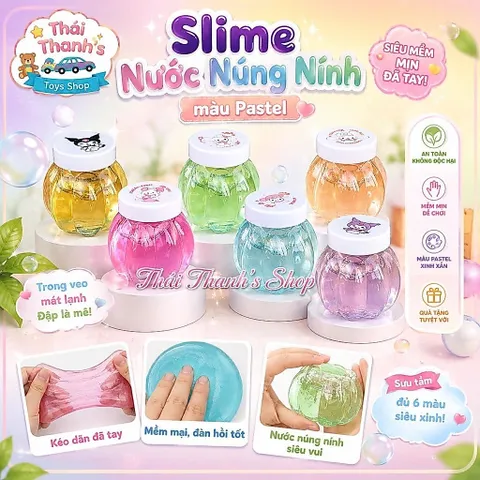 Slime - slam nước trong suốt có màu Pastel núng nính