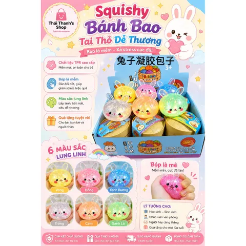 Squishy bóp mềm tai thỏ 10cm-Đồ chơi nhựa giảm stress hiệu quả