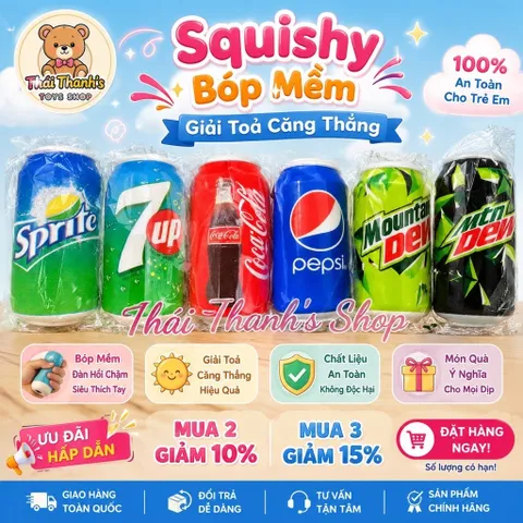 Squishy Bóp Mềm hình Lon Nước cực hài hước vui nhộn - Đồ chơi giải toả căng thẳng