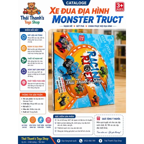 Đồ chơi nhựa Xe đua địa hình, bóc đầu an toàn, vượt dốc cực mạnh