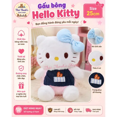Gấu bông Hello Kitty 25cm - Chất liệu cao cấp, an toàn cho trẻ em - Đồ chơi
