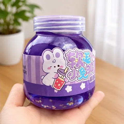 Slime-slam nước trong suốt có màu-hộp hình thỏ