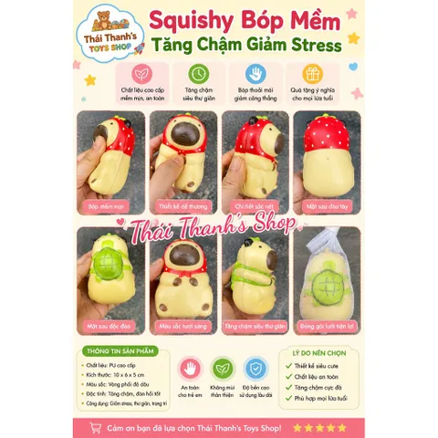 Thái Thanh's Shop - Mẫu Capybara- Bóng Mềm Mịn PU Cao Cấp Kích Thước 10x6x5cm Mẫu Sắc Tươi Sáng Tăng Chăm Siêu Thư Giãn