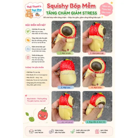 Thái Thanh's Shop - Mẫu Capybara- Bóng Mềm Mịn PU Cao Cấp Kích Thước 10x6x5cm Mẫu Sắc Tươi Sáng Tăng Chăm Siêu Thư Giãn