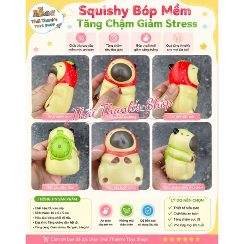 Thái Thanh's Shop - Mẫu Capybara- Bóng Mềm Mịn PU Cao Cấp Kích Thước 10x6x5cm Mẫu Sắc Tươi Sáng Tăng Chăm Siêu Thư Giãn