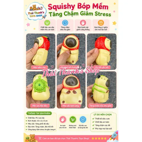 Thái Thanh's Shop - Mẫu Capybara- Bóng Mềm Mịn PU Cao Cấp Kích Thước 10x6x5cm Mẫu Sắc Tươi Sáng Tăng Chăm Siêu Thư Giãn