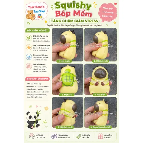 Thái Thanh's Shop - Mẫu Capybara- Bóng Mềm Mịn PU Cao Cấp Kích Thước 10x6x5cm Mẫu Sắc Tươi Sáng Tăng Chăm Siêu Thư Giãn