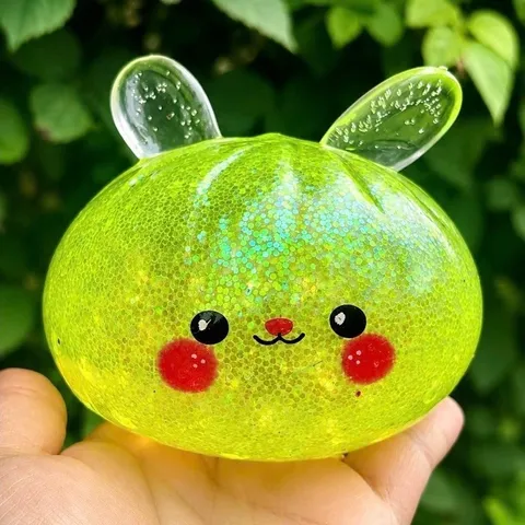 Squishy Bánh Bao Tai thỏ trân châu kim tuyến 11cm