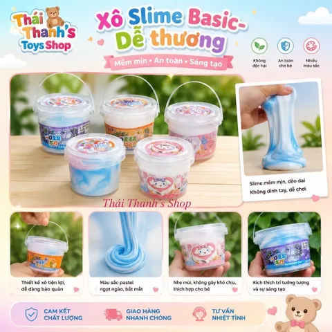 Slime-Slam basic hình xô trà sữa, xô rau câu
