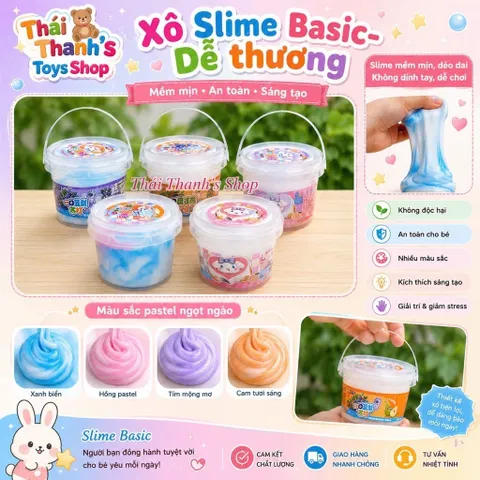 Slime-Slam basic hình xô trà sữa, xô rau câu