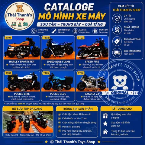 Xe Harley Sportster - Đồ chơi nhựa an toàn cho trẻ em - Chất liệu ABS cao cấp - Kích thước 10cm- Thái Thanh's Toys Shop