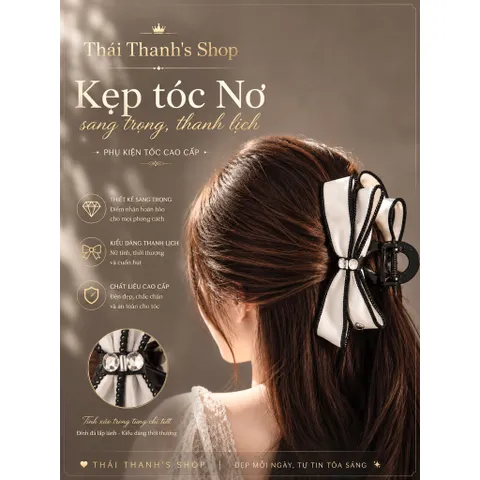 Kẹp Tóc Nơ Sang Trọng Thanh Lịch cho Nữ Thời Trang Cao Cấp - Phụ Kiện Tóc