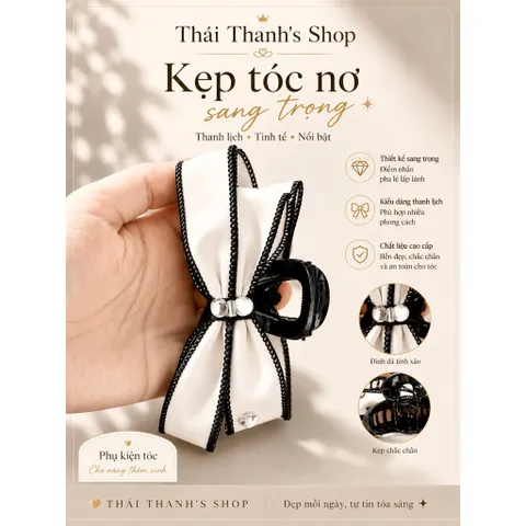 Kẹp Tóc Nơ Sang Trọng Thanh Lịch cho Nữ Thời Trang Cao Cấp - Phụ Kiện Tóc