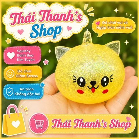Squishy đồ chơi nhựa bánh bao có tai Có Đèn size trung-đồ chơi giảm stress